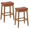 Costway 29" Bar Height Stools Set of 2/4 with PU Leather Seat Solid Rubber Wood Frame